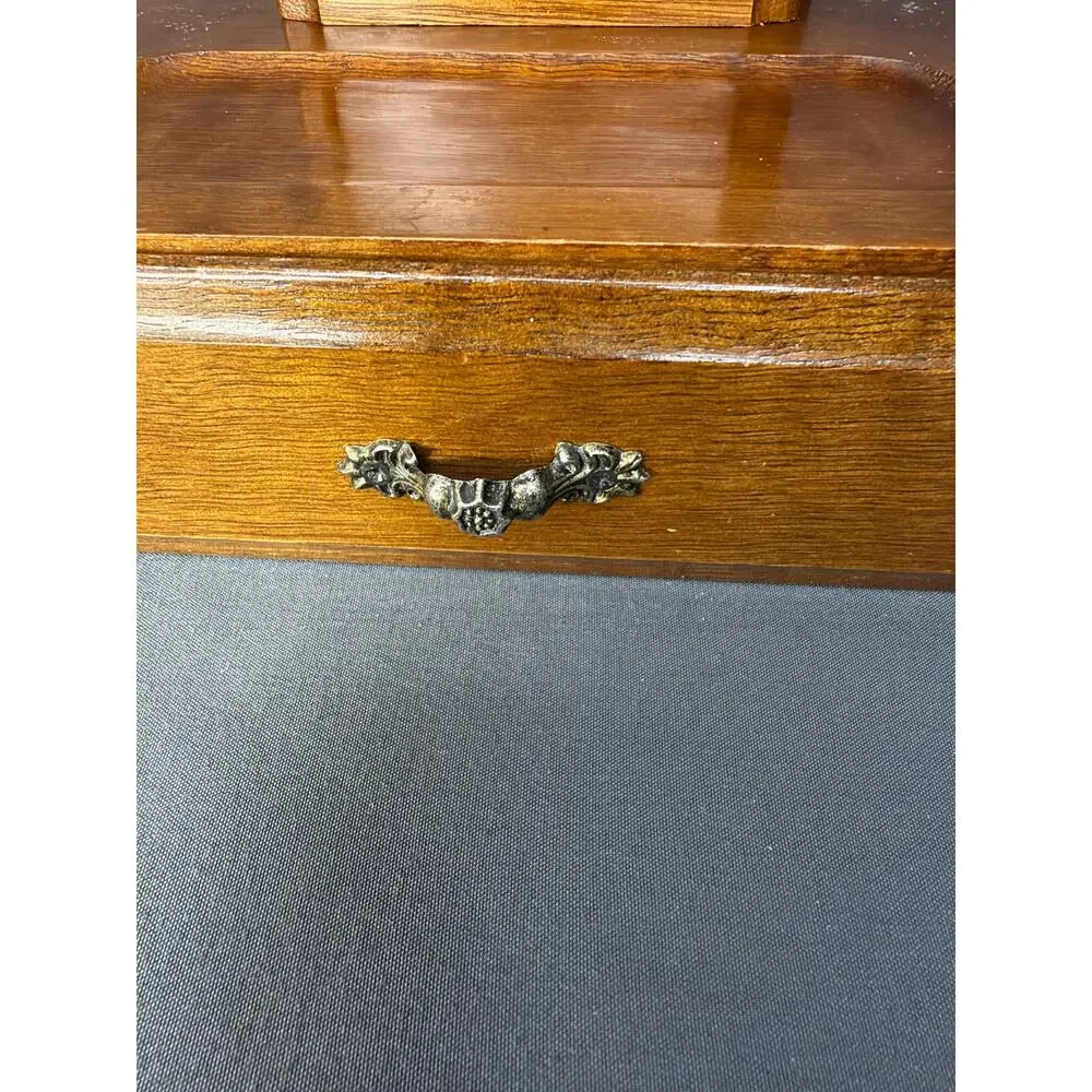 Mens London Leather Wood Dresser Valet Organizer Storage Drawer Vintage